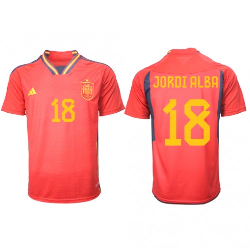 Hiszpania Jordi Alba #18 Koszulka Podstawowych MŚ 2022 Krótki Rękaw
